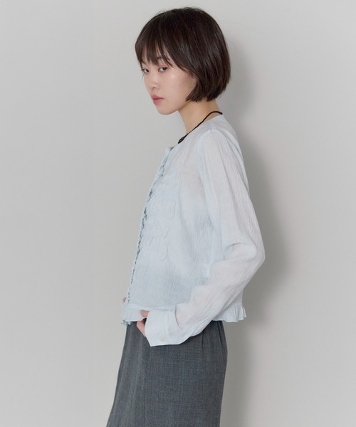 leimn（レイムン）の「フロントシャーリングシアーブラウス（シャツ/ブラウス・レディース・ホワイト/サックスブルー・FREE）」の9枚目の写真