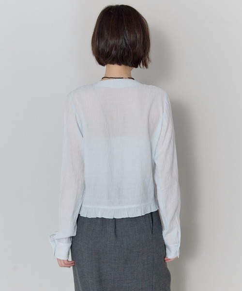 leimn（レイムン）の「フロントシャーリングシアーブラウス（シャツ/ブラウス・レディース・ホワイト/サックスブルー・FREE）」の10枚目の写真