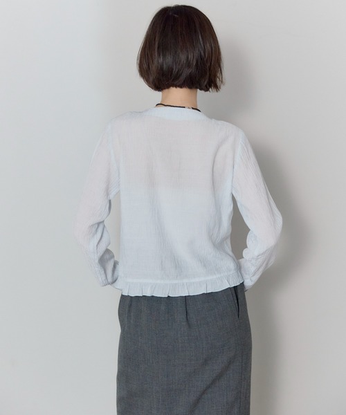 leimn（レイムン）の「フロントシャーリングシアーブラウス（シャツ/ブラウス・レディース・ホワイト/サックスブルー・FREE）」の11枚目の写真