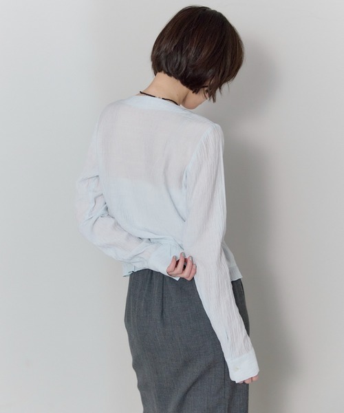 leimn（レイムン）の「フロントシャーリングシアーブラウス（シャツ/ブラウス・レディース・ホワイト/サックスブルー・FREE）」の13枚目の写真