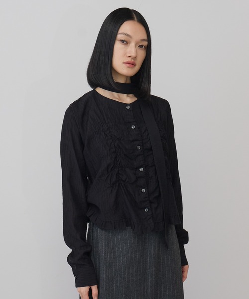 leimn(レイムン)の「フロントシャーリングシアーブラウス(シャツ/ブラウス・レディース・ホワイト/サックスブルー/ブラック/チェック・FREE)」の5枚目の写真