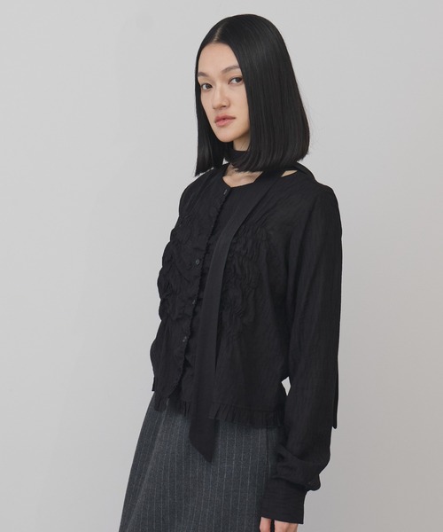 leimn(レイムン)の「フロントシャーリングシアーブラウス(シャツ/ブラウス・レディース・ホワイト/サックスブルー/ブラック/チェック・FREE)」の6枚目の写真