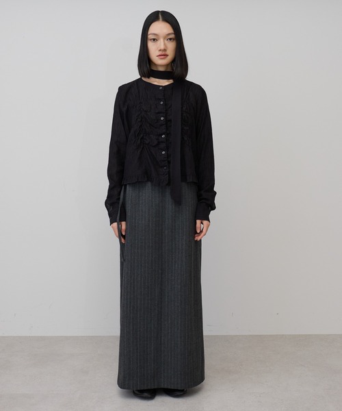 leimn(レイムン)の「フロントシャーリングシアーブラウス(シャツ/ブラウス・レディース・ホワイト/サックスブルー/ブラック/チェック・FREE)」の11枚目の写真