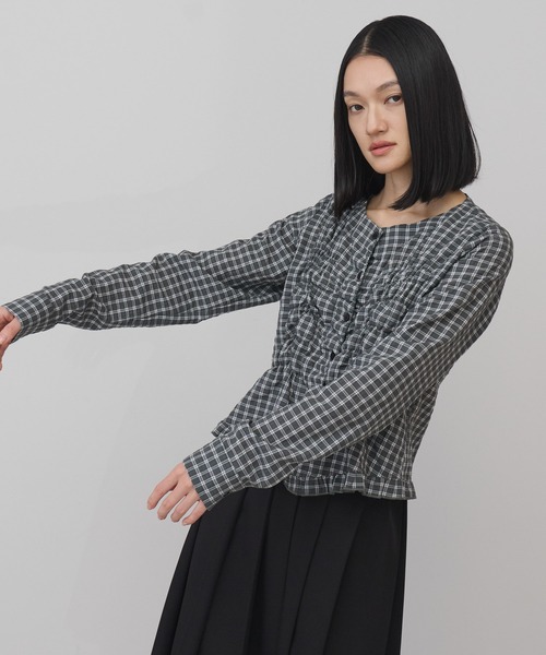leimn(レイムン)の「フロントシャーリングシアーブラウス(シャツ/ブラウス・レディース・ホワイト/サックスブルー/ブラック/チェック・FREE)」の17枚目の写真