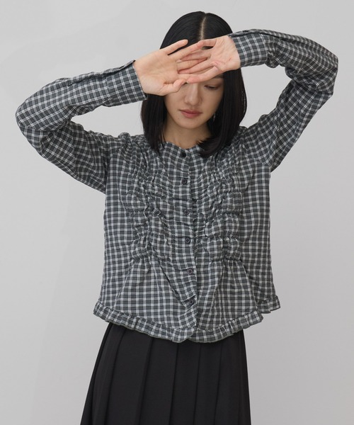 leimn(レイムン)の「フロントシャーリングシアーブラウス(シャツ/ブラウス・レディース・ホワイト/サックスブルー/ブラック/チェック・FREE)」の18枚目の写真