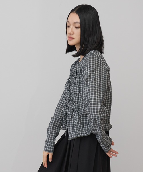 leimn(レイムン)の「フロントシャーリングシアーブラウス(シャツ/ブラウス・レディース・ホワイト/サックスブルー/ブラック/チェック・FREE)」の19枚目の写真