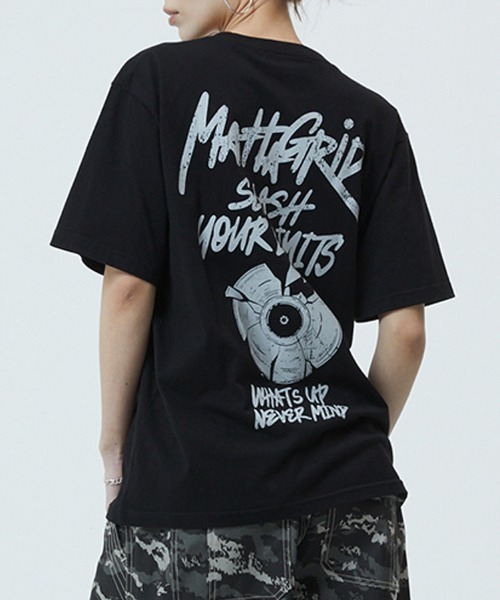 MAHAGRID(マハグリッド)の「『mahagrid/マハグリッド』RECORD GRAFFITI LOGO TEE/レコード グラフティロゴ Tシャツ(Tシャツ/カットソー・レディース・ホワイト/ブラック・M)」の4枚目の写真