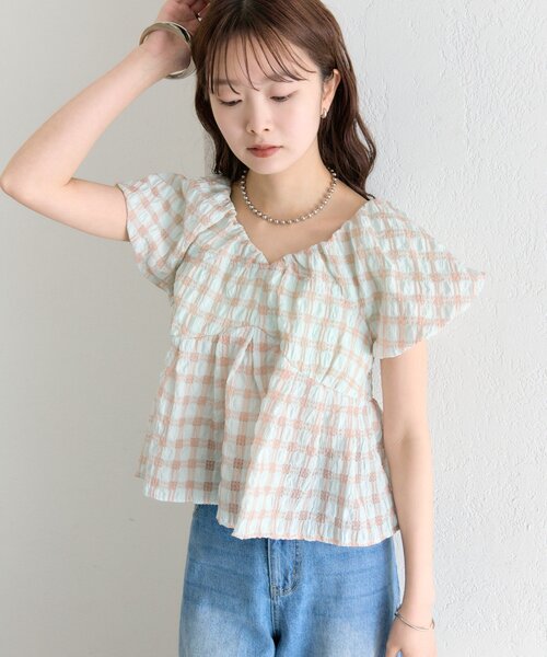 mystic(ミスティック)の「《@sktnnmセレクト/BLU》《WEB限定/GRN》チェックパフブラウス(シャツ/ブラウス・レディース・ブラック/グリーン/レッド/オフホワイト/ベージュ/ブルー・FREE)」の22枚目の写真
