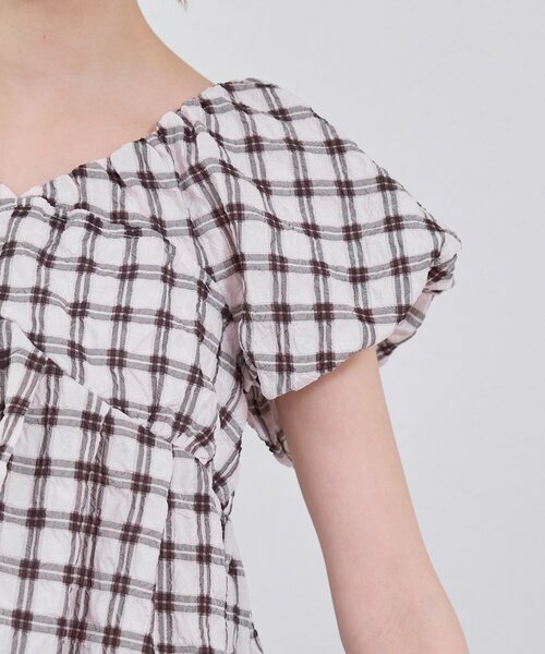 mystic（ミスティック）の「チェックパフブラウス（シャツ/ブラウス・レディース・ブラック/グリーン/レッド/オフホワイト/ベージュ・FREE）」の11枚目の写真