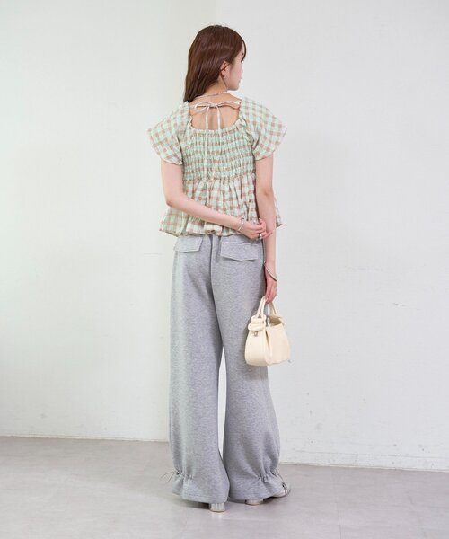 mystic（ミスティック）の「チェックパフブラウス（シャツ/ブラウス・レディース・ブラック/グリーン/レッド/オフホワイト/ベージュ・FREE）」の17枚目の写真