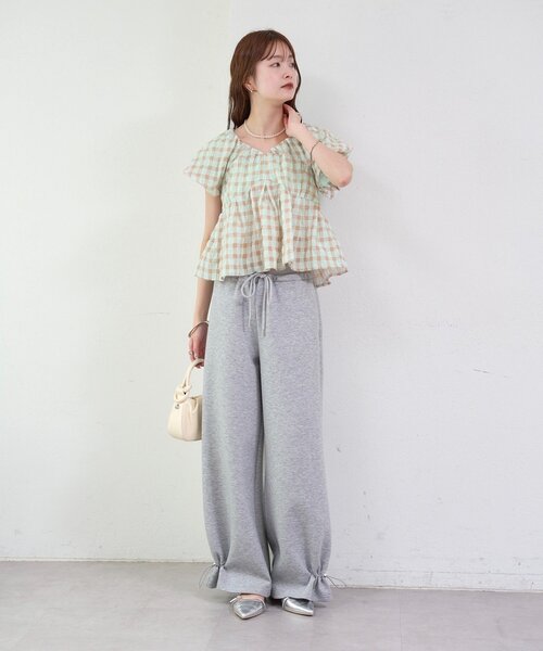 mystic（ミスティック）の「チェックパフブラウス（シャツ/ブラウス・レディース・ブラック/グリーン/レッド/オフホワイト/ベージュ・FREE）」の19枚目の写真