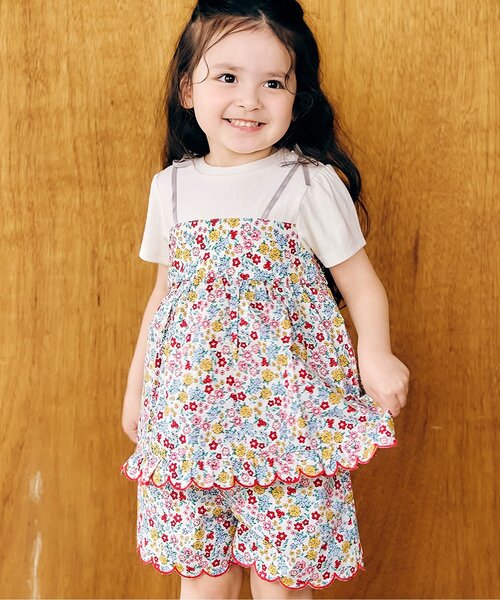 apres les cours（アプレレクール）の「フラワーフリルドッキングトップス（Tシャツ/カットソー・キッズ・ブラック/レインボー/ラベンダー・80/90/100/110/120/130/140）」の3枚目の写真