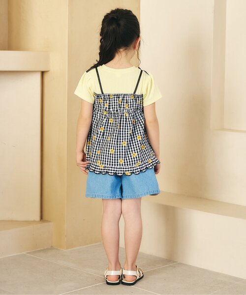 apres les cours（アプレレクール）の「フラワーフリルドッキングトップス（Tシャツ/カットソー・キッズ・ブラック/レインボー/ラベンダー・80/90/100/110/120/130/140）」の6枚目の写真