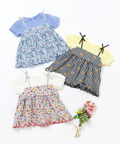 apres les cours（アプレレクール）の「フラワーフリルドッキングトップス（Tシャツ/カットソー・キッズ・ブラック/レインボー/ラベンダー・80/90/100/110/120/130/140）」の15枚目の写真