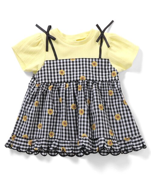 apres les cours（アプレレクール）の「フラワーフリルドッキングトップス（Tシャツ/カットソー・キッズ・ブラック/レインボー/ラベンダー・80/90/100/110/120/130/140）」の4枚目の写真