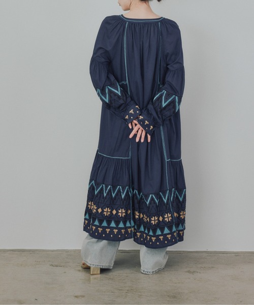 Pqran（クラン）の「カラー刺繍ワンピース（ワンピース・レディース・オフホワイト/ミント/ネイビー・FREE）」の11枚目の写真