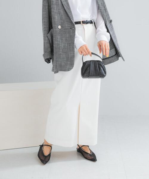 URBAN RESEARCH ROSSO WOMEN（アーバンリサーチ　ロッソ）の「ベルト付ツイルストレッチスカート（スカート・レディース・ブラック/ホワイト・36/38）」の2枚目の写真