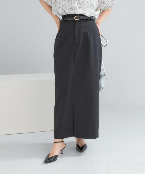 URBAN RESEARCH ROSSO WOMEN（アーバンリサーチ　ロッソ）の「ベルト付ツイルストレッチスカート（スカート・レディース・ブラック/ホワイト・36/38）」の7枚目の写真