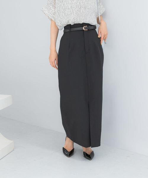 URBAN RESEARCH ROSSO WOMEN（アーバンリサーチ　ロッソ）の「ベルト付ツイルストレッチスカート（スカート・レディース・ブラック/ホワイト・36/38）」の8枚目の写真