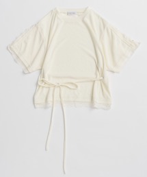 メゾンスペシャル　ワッシャー シャーリング トップス　ホワイト Shirring Mini Puff Sleeve Tops