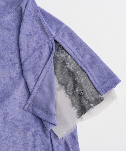 MAISON SPECIAL（メゾンスペシャル）の「2WAY Lace Trim Pile T-Shirt/2WAYレーストリムパイルTシャツ（Tシャツ/カットソー・レディース・ホワイト/チャコールグレー/パープル・FREE）」の21枚目の写真