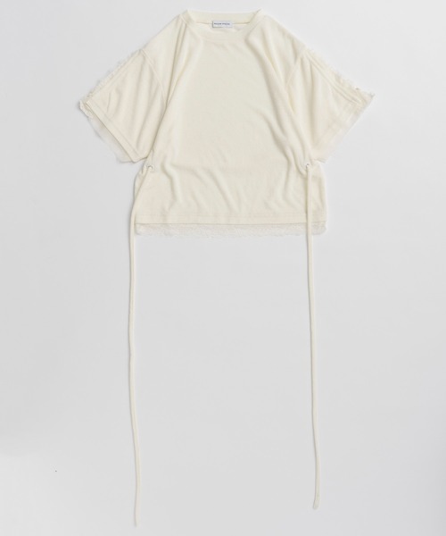MAISON SPECIAL（メゾンスペシャル）の「2WAY Lace Trim Pile T-Shirt/2WAYレーストリムパイルTシャツ（Tシャツ/カットソー・レディース・ホワイト/チャコールグレー/パープル・FREE）」の15枚目の写真
