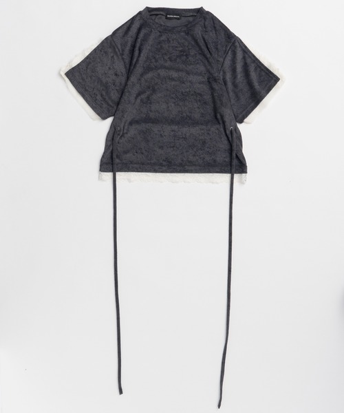 MAISON SPECIAL（メゾンスペシャル）の「2WAY Lace Trim Pile T-Shirt/2WAYレーストリムパイルTシャツ（Tシャツ/カットソー・レディース・ホワイト/チャコールグレー/パープル・FREE）」の16枚目の写真
