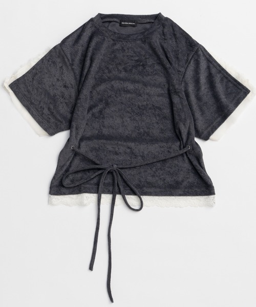 MAISON SPECIAL（メゾンスペシャル）の「2WAY Lace Trim Pile T-Shirt/2WAYレーストリムパイルTシャツ（Tシャツ/カットソー・レディース・ホワイト/チャコールグレー/パープル・FREE）」の17枚目の写真