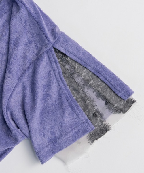 MAISON SPECIAL（メゾンスペシャル）の「2WAY Lace Trim Pile T-Shirt/2WAYレーストリムパイルTシャツ（Tシャツ/カットソー・レディース・ホワイト/チャコールグレー/パープル・FREE）」の22枚目の写真