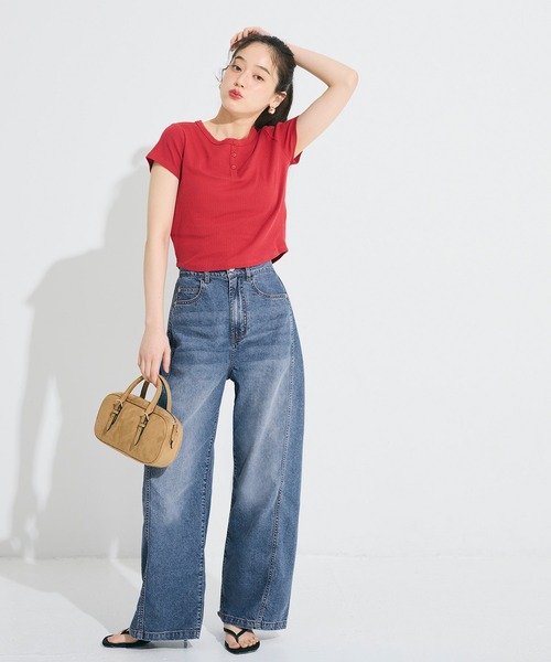 coca（coca）（コカ）の「サマーデニムバギーカーブパンツ（デニムパンツ・レディース・ブルー/ライトブルー・L/S/M）」の17枚目の写真