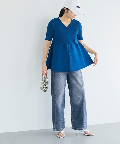coca（coca）（コカ）の「サマーデニムバギーカーブパンツ（デニムパンツ・レディース・ブルー/ライトブルー・L/S/M）」の8枚目の写真