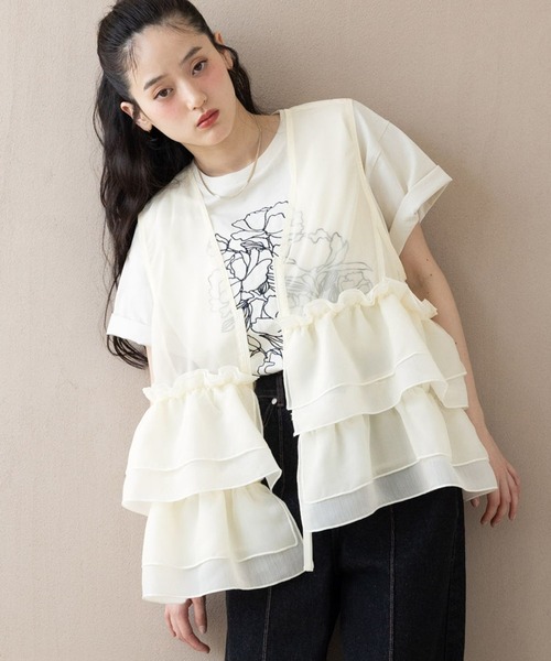 RAGEBLUE(レイジブルー)の「シアーフリルZIPベスト(ベスト・レディース・ホワイト/ブルー/ブラック/ピンク・FREE)」の1枚目の写真