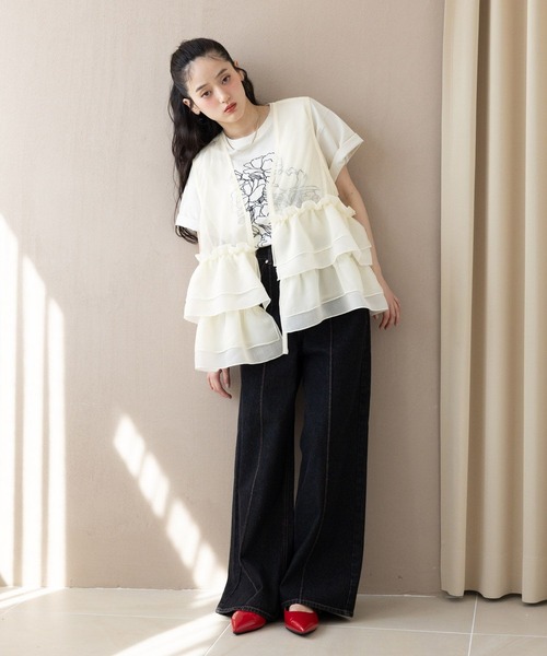 RAGEBLUE(レイジブルー)の「シアーフリルZIPベスト(ベスト・レディース・ホワイト/ブルー/ブラック/ピンク・FREE)」の13枚目の写真