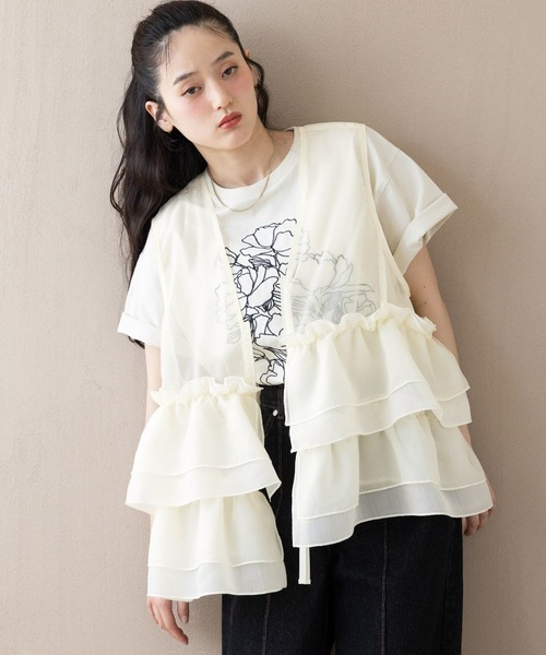 RAGEBLUE(レイジブルー)の「シアーフリルZIPベスト(ベスト・レディース・ホワイト/ブルー/ブラック/ピンク・FREE)」の15枚目の写真