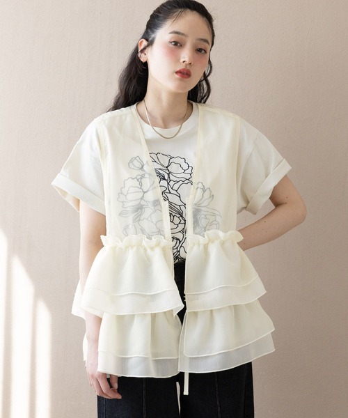 RAGEBLUE(レイジブルー)の「シアーフリルZIPベスト(ベスト・レディース・ホワイト/ブルー/ブラック/ピンク・FREE)」の16枚目の写真