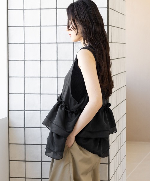 RAGEBLUE(レイジブルー)の「シアーフリルZIPベスト(ベスト・レディース・ホワイト/ブルー/ブラック/ピンク・FREE)」の22枚目の写真