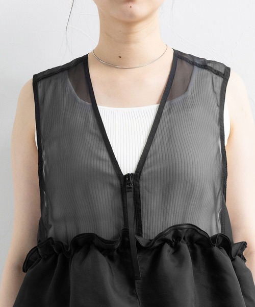 RAGEBLUE(レイジブルー)の「シアーフリルZIPベスト(ベスト・レディース・ホワイト/ブルー/ブラック/ピンク・FREE)」の7枚目の写真