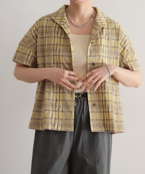 NOMBRE IMPAIR(ノンブルアンペール)の「ミニグランジチェック ショートシャツ(シャツ/ブラウス・レディース・ブラック/イエロー・FREE)」の1枚目の写真