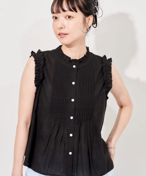 FREAK'S STORE(フリークスストア)の「インド 裁ち切りフリルブラウス(シャツ/ブラウス・レディース・オフホワイト/オリーブ/ブラック・フリ-)」の2枚目の写真