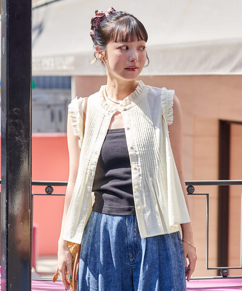 FREAK'S STORE(フリークスストア)の「インド 裁ち切りフリルブラウス(シャツ/ブラウス・レディース・オフホワイト/オリーブ/ブラック・フリ-)」の9枚目の写真