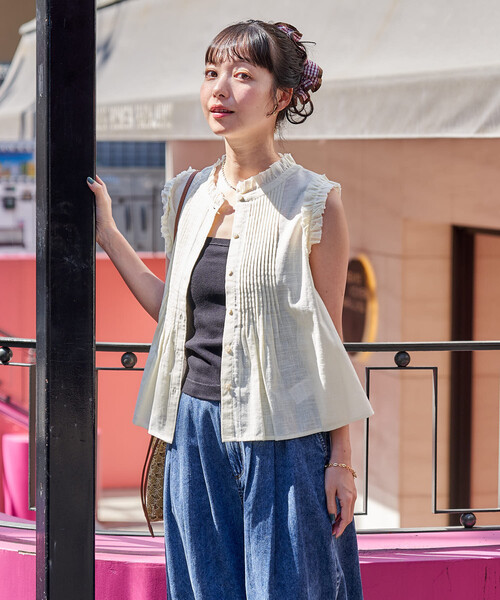 FREAK'S STORE(フリークスストア)の「インド 裁ち切りフリルブラウス(シャツ/ブラウス・レディース・オフホワイト/オリーブ/ブラック・フリ-)」の15枚目の写真