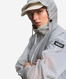 AIGLE（エーグル）の「超軽量 撥水 UVカット ストライプ エクストラライト フーディジャケット（ナイロンジャケット）」