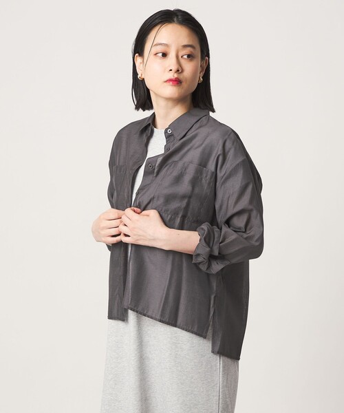 A DAY IN THE LIFE UNITED ARROWS(アデイインザライフユナイテッドアローズ)の「シアー ダブルポケットシャツ <A DAY IN THE LIFE>(シャツ/ブラウス・レディース・オフホワイト/ターコイズブルー系/ライラック/ダークグレー・FREE)」の1枚目の写真