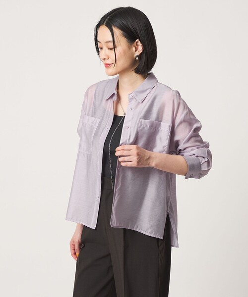 A DAY IN THE LIFE UNITED ARROWS(アデイインザライフユナイテッドアローズ)の「シアー ダブルポケットシャツ <A DAY IN THE LIFE>(シャツ/ブラウス・レディース・オフホワイト/ターコイズブルー系/ライラック/ダークグレー・FREE)」の22枚目の写真