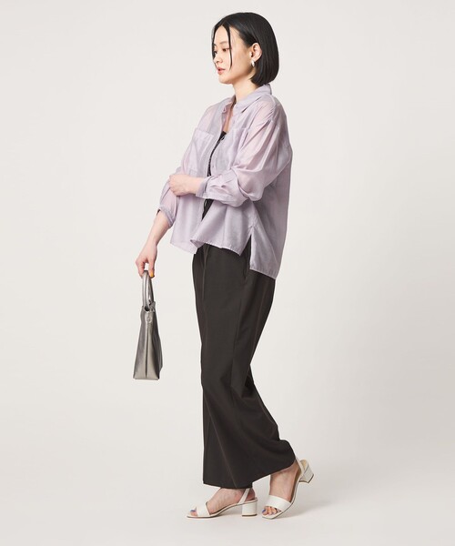 A DAY IN THE LIFE UNITED ARROWS(アデイインザライフユナイテッドアローズ)の「シアー ダブルポケットシャツ <A DAY IN THE LIFE>(シャツ/ブラウス・レディース・オフホワイト/ターコイズブルー系/ライラック/ダークグレー・FREE)」の5枚目の写真