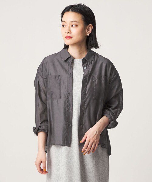 A DAY IN THE LIFE UNITED ARROWS(アデイインザライフユナイテッドアローズ)の「シアー ダブルポケットシャツ <A DAY IN THE LIFE>(シャツ/ブラウス・レディース・オフホワイト/ターコイズブルー系/ライラック/ダークグレー・FREE)」の8枚目の写真