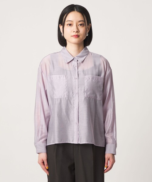 A DAY IN THE LIFE UNITED ARROWS(アデイインザライフユナイテッドアローズ)の「シアー ダブルポケットシャツ <A DAY IN THE LIFE>(シャツ/ブラウス・レディース・オフホワイト/ターコイズブルー系/ライラック/ダークグレー・FREE)」の10枚目の写真