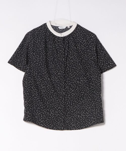 m.f.editorial(エムエフエディトリアル)の「【UVカット ウォッシャブル】m.f.エディトリアル レディース ドット柄 配色 バンドカラー 比翼 半袖 ブラウス(シャツ/ブラウス・レディース・アイボリー/ブラック・MEDIUM/LARGE)」の13枚目の写真
