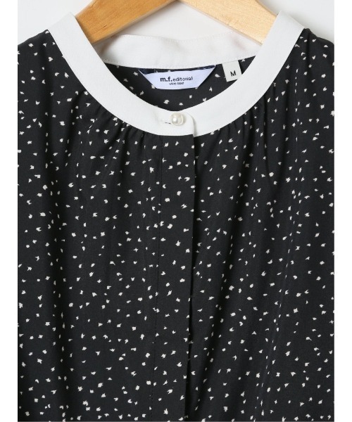 m.f.editorial(エムエフエディトリアル)の「【UVカット ウォッシャブル】m.f.エディトリアル レディース ドット柄 配色 バンドカラー 比翼 半袖 ブラウス(シャツ/ブラウス・レディース・アイボリー/ブラック・MEDIUM/LARGE)」の10枚目の写真