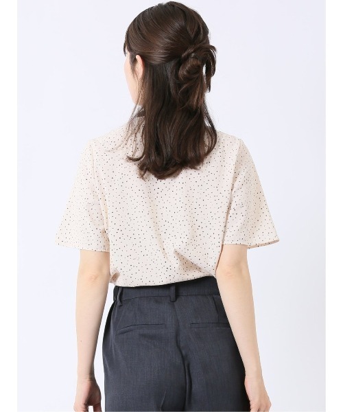 m.f.editorial(エムエフエディトリアル)の「【UVカット ウォッシャブル】m.f.エディトリアル レディース ドット柄 配色 バンドカラー 比翼 半袖 ブラウス(シャツ/ブラウス・レディース・アイボリー/ブラック・MEDIUM/LARGE)」の15枚目の写真